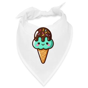 Süßes Pistazien-Schoko-Eis - Bandana - Weiß - Vorne