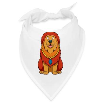 Königlicher tibetischer Mastiff Porträt Hund Kunstdruck - Bandana - Weiß - Vorne