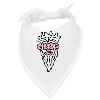 Lustiges Opa Gesicht Comic Stil langer grauer Bart - Bandana - Weiß - Vorne