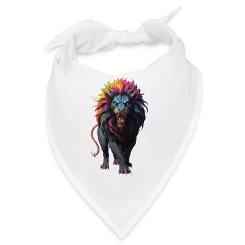Mehrfarbiger Löwe - Bandana - Weiß - Vorne