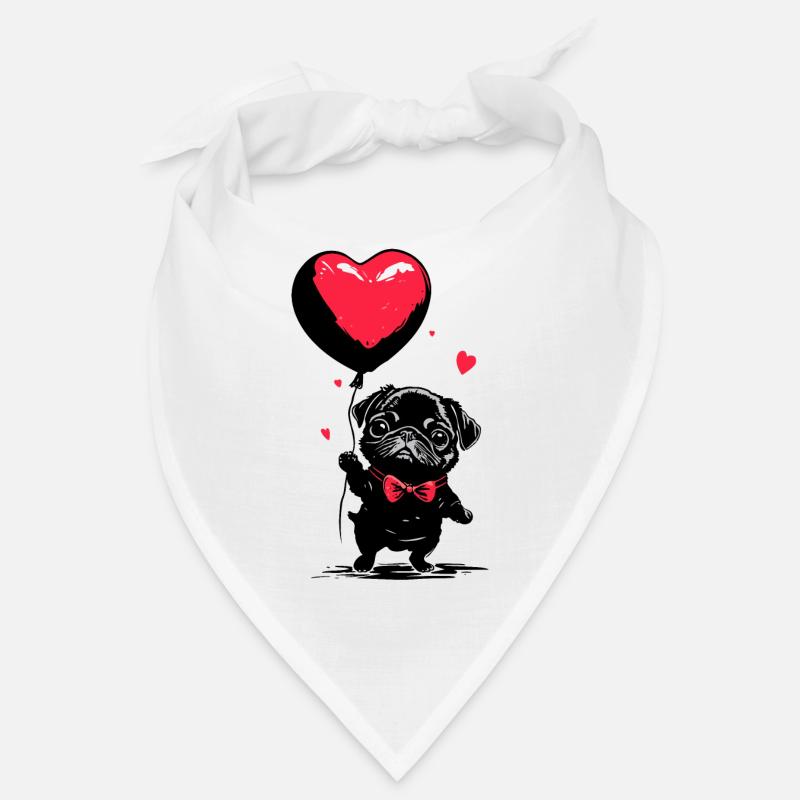 Mops mit Herz Luftballon - Heartful Creatures Bandana