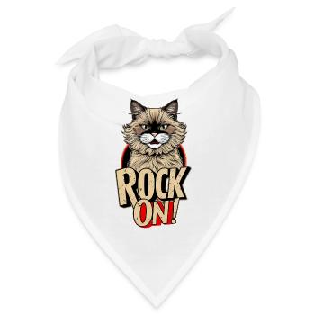 Katze - Rock on - Bandana - Weiß - Vorne