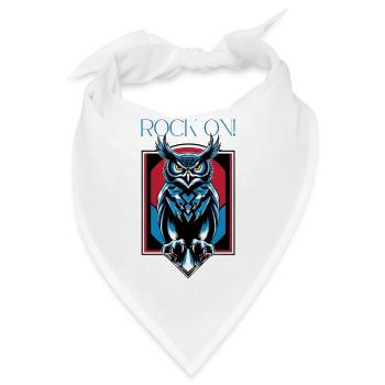 Eule - Rock on ! - Bandana - Weiß - Vorne