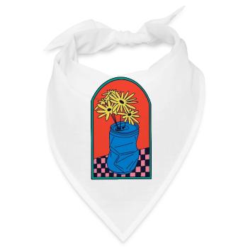 Blumen in zerdrückter Dose - Bandana - Weiß - Vorne