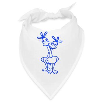 2 Road Runner Pärchem Kuckuck Vogel langer Hals - Bandana - Weiß - Vorne