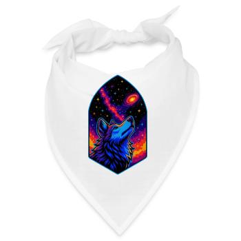Kosmischer Wolf Nebel Kunst, Liebe Wölfe - Bandana - Weiß - Vorne