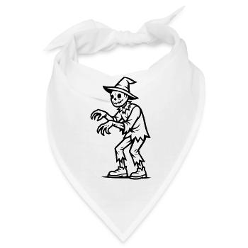 Gruselige Vogelscheuche Illustration - Bandana - Weiß - Vorne