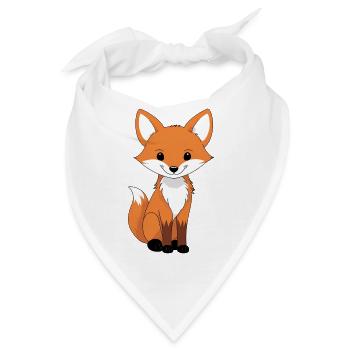 Niedlicher Fuchskarikatur-Print - Bandana - Weiß - Vorne