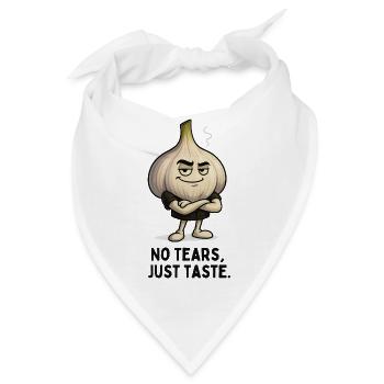 Knoblauch -  No Tears Just Taste Karikatur  - Bandana - Weiß - Vorne