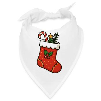 Weihnachtsstrumpf mit Zuckerstange - Bandana - Weiß - Vorne