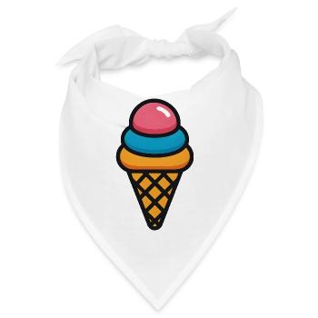 Eis in Waffel in Sommerfarben - Bandana - Weiß - Vorne
