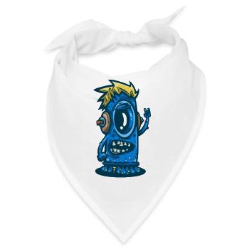 Blue Monster mit Kopfhörern - Bandana - Weiß - Vorne