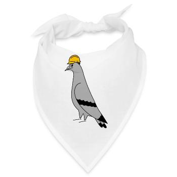 Pigeon Construction Helmet – Minimal Illustration - Bandana - Weiß - Vorne
