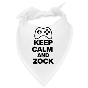 KEEP CALM AND ZOCK! GAMING GAMER KONSOLE PC black - Bandana - Weiß - Vorne