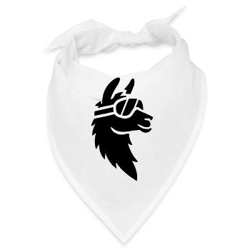 Lama mit Skibrille - Bandana - Weiß - Vorne