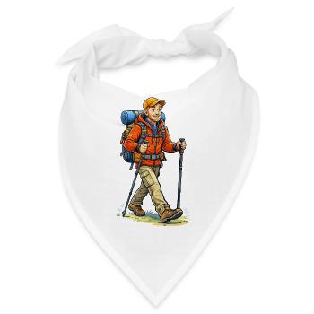 Abenteuerlicher Wanderer mit Rucksack - Bandana - Weiß - Vorne