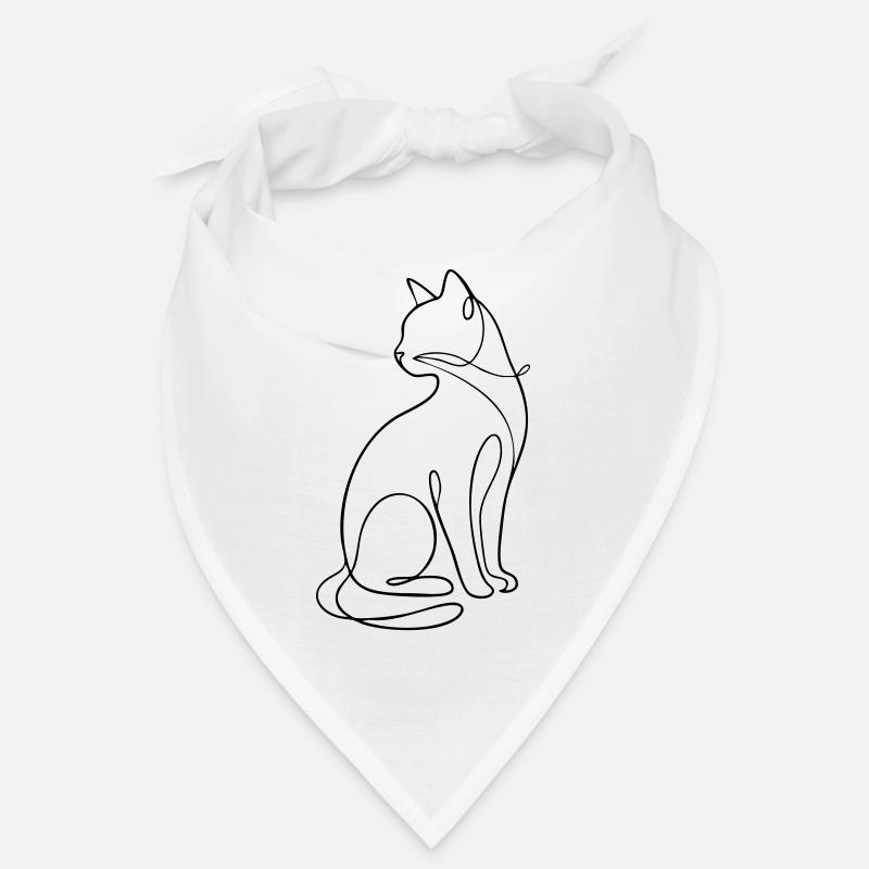 One-Line Sitting Cat Silhouette Bandana