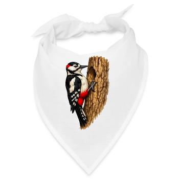 Specht im Baum - Bandana - Weiß - Vorne