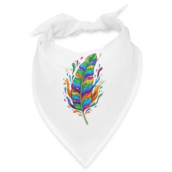 Regenbogenfeder Farbexplosion - Bandana - Weiß - Vorne
