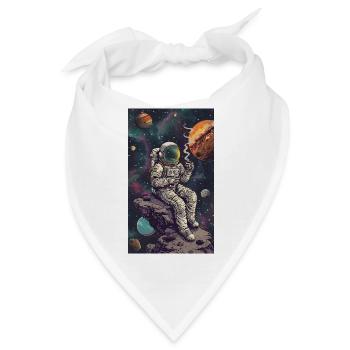 Astronaut auf einem Asteroiden im All - Bandana - Weiß - Vorne
