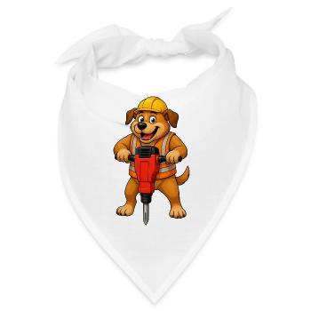 Hundebauarbeiter mit Presslufthammer - Bandana - Weiß - Vorne