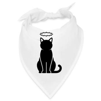 Schwarze Katzensilhouette mit Dornenkrone - Bandana - Weiß - Vorne