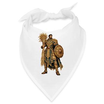 Goldener Ritterkrieger mit Palmenfächer - Bandana - Weiß - Vorne