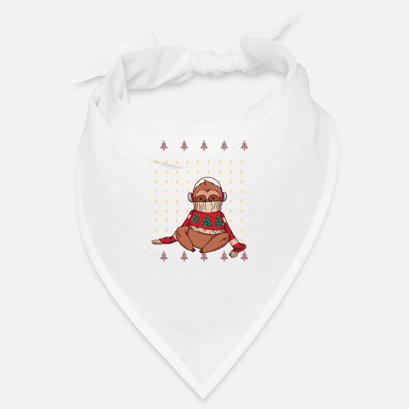 Paresseux mignon sur un pull de Noël laid - Bandana - blanc