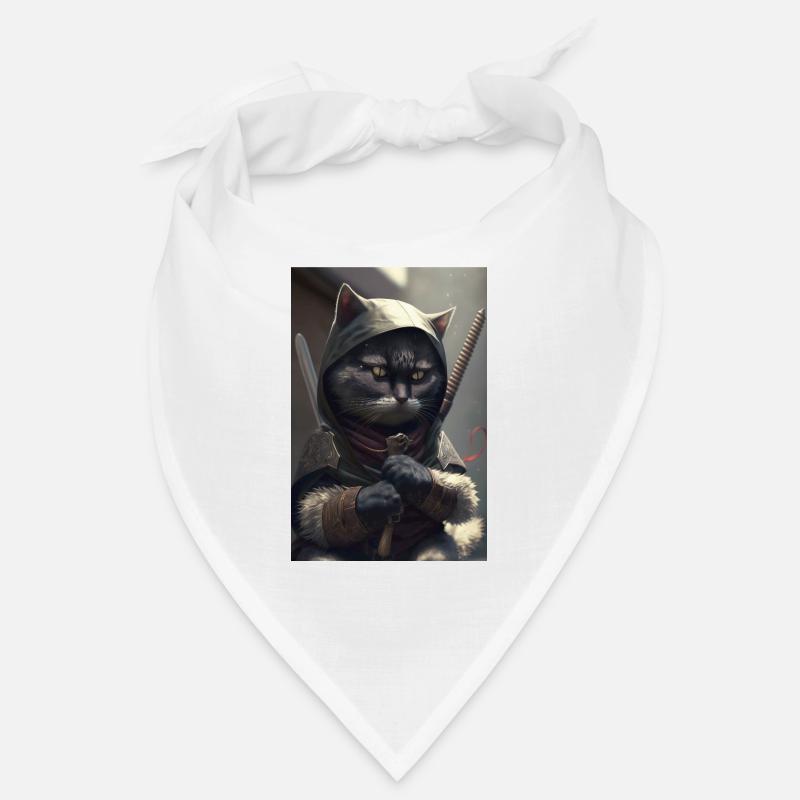 Ninja Katze Japan - Bandana - Weiß