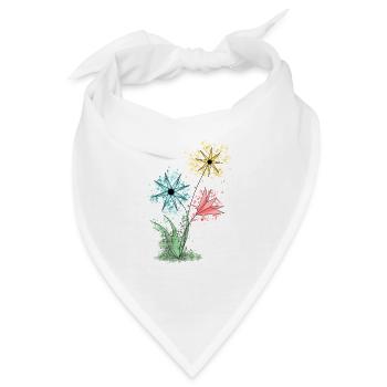 Flowers - Bunte Blumen - Bandana - Weiß - Vorne