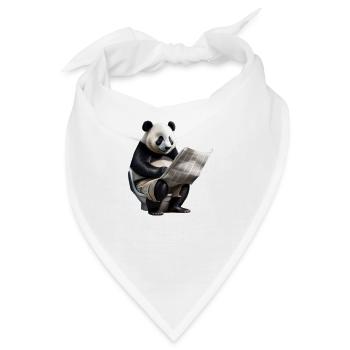 Panda ließt Zeitung auf dem Klo - Bandana - Weiß - Vorne