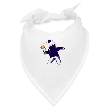 Banksy Blumen Katze - Bandana - Weiß - Vorne