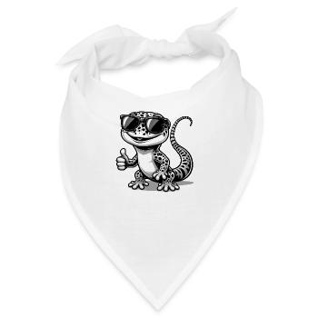 Gecko mit Sonnenbrille - Bandana - Weiß - Vorne