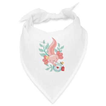 Axolotl mit Flaschenpost - Bandana - Weiß - Vorne