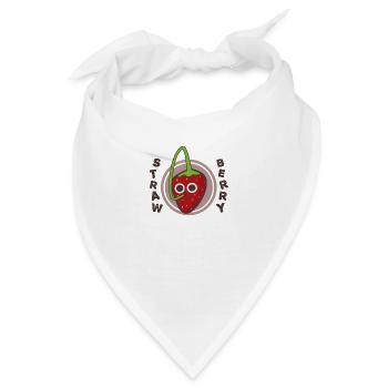 Erdbeer-Wortspiel, Obsttrinken mit Stroh - Bandana - Weiß - Vorne