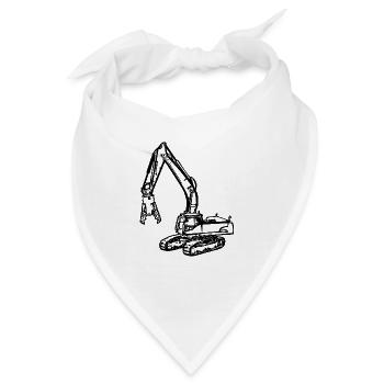Bagger Abrissbagger Greifer Zange schwarz - Bandana - Weiß - Vorne