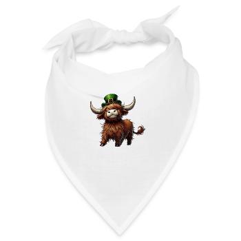 Irish Highland Cattle Playful St. Patrick's Day - Bandana - Weiß - Vorne