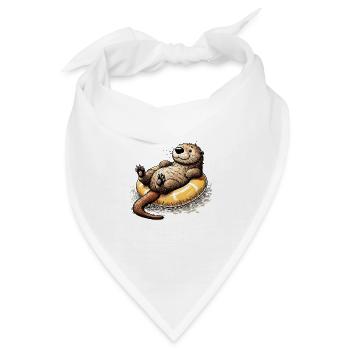 Playful Otter Floating Fun Summer Design - Bandana - Weiß - Vorne