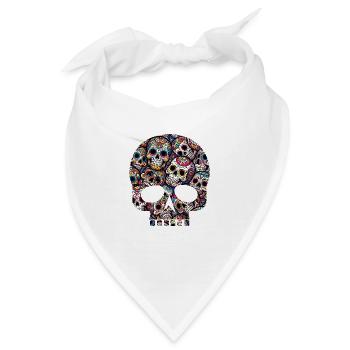 Buntes dekoratives Skullmuster - Bandana - Weiß - Vorne