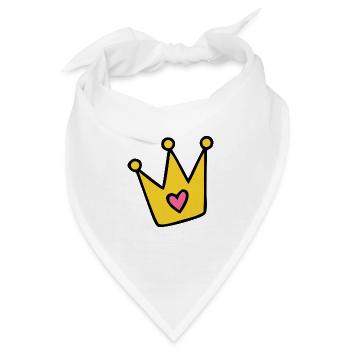 Herzenskrone Gelb auf Schwarz - Bandana - Weiß - Vorne