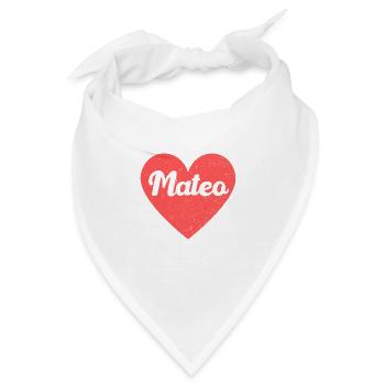 Mateo Name Rotes Herz Liebe Fan Retro - Bandana - Weiß - Vorne