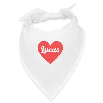 Lucas Name Rotes Herz Liebe Fan Retro - Bandana - Weiß - Vorne