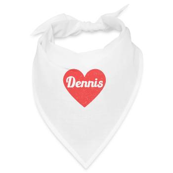 Dennis Name Rotes Herz Liebe Fan Retro - Bandana - Weiß - Vorne