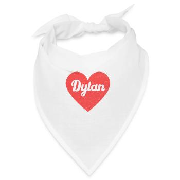 Dylan Name Rotes Herz Liebe Fan Retro - Bandana - Weiß - Vorne