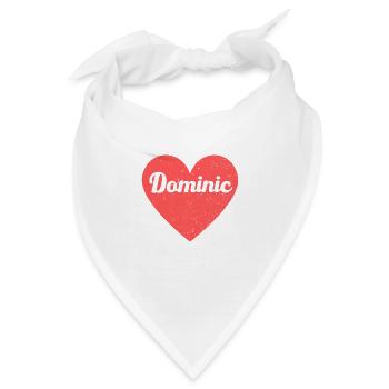 Dominic Name Rotes Herz Liebe Fan Retro - Bandana - Weiß - Vorne