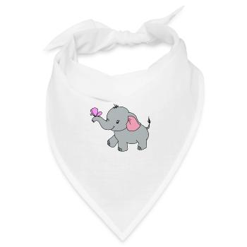 Elefant Schmetterling Niedlich - Bandana - Weiß - Vorne