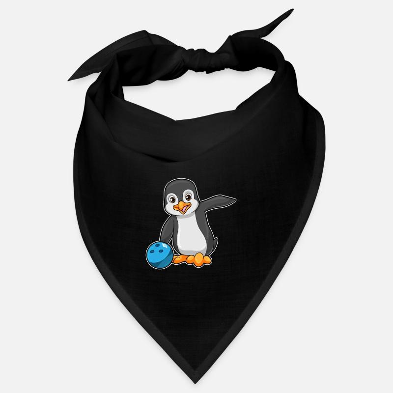 Pinguin beim Bowling mit Bowlingkugel Bandana