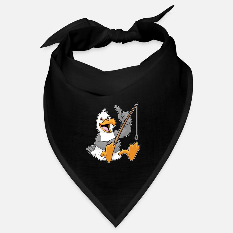 Mouette en train de pêcher avec canne à pêche Bandana