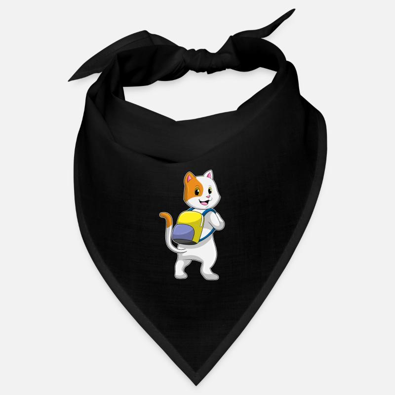 Katze als Wanderer mit Rucksack Bandana