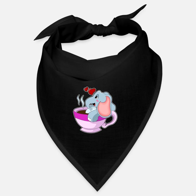 Elefant mit Tasse Kaffee Bandana